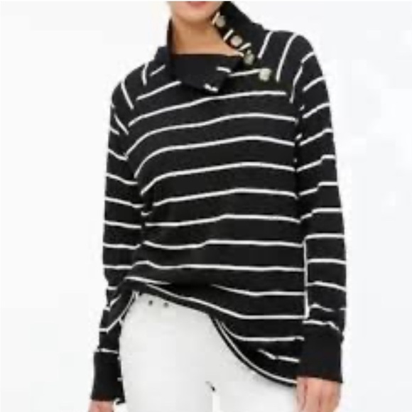 J. Crew Striped Asymmetrical Neck Raglan Sweater - Picture 1 of 11